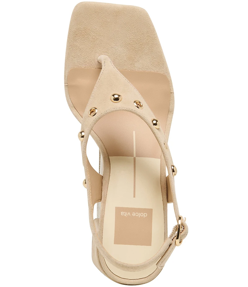 Dolce Vita Yves Stud Suede Thong Sling Back Dress Sandals