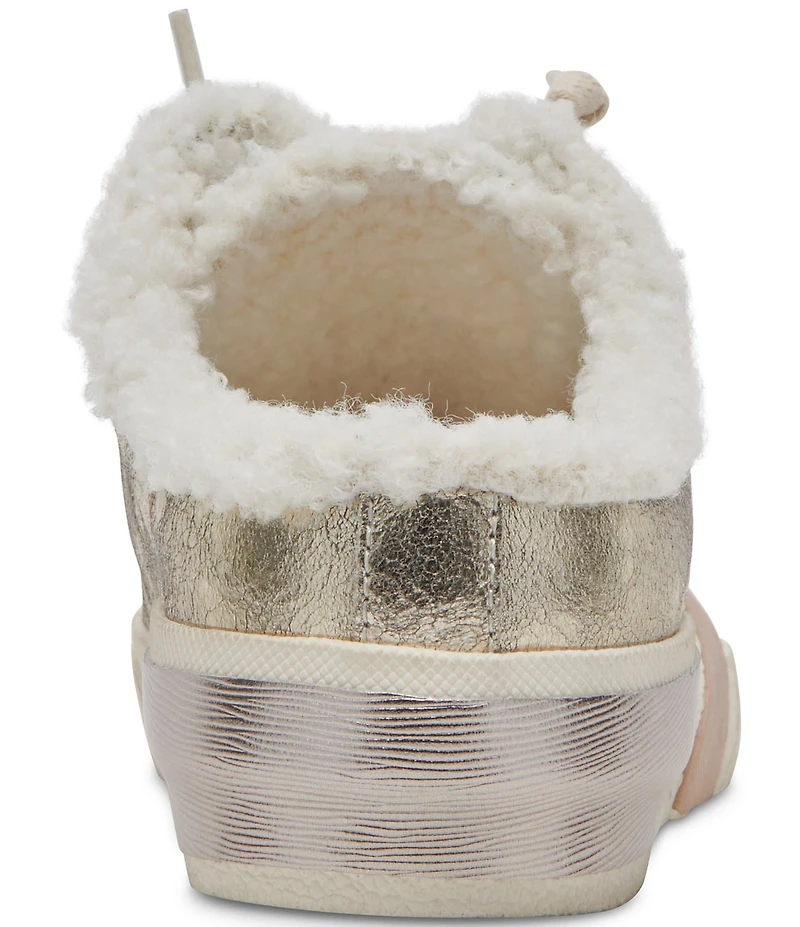 Dolce Vita Zantel Plush Metallic Leather Faux Fur Backless Mule Sneakers