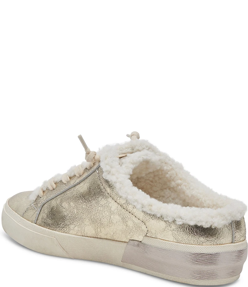 Dolce Vita Zantel Plush Metallic Leather Faux Fur Backless Mule Sneakers