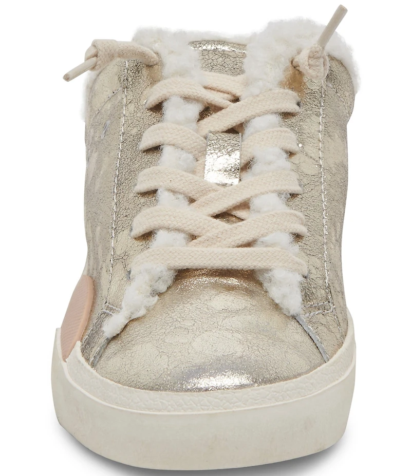 Dolce Vita Zantel Plush Metallic Leather Faux Fur Backless Mule Sneakers