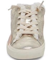 Dolce Vita Zantel Plush Metallic Leather Faux Fur Backless Mule Sneakers