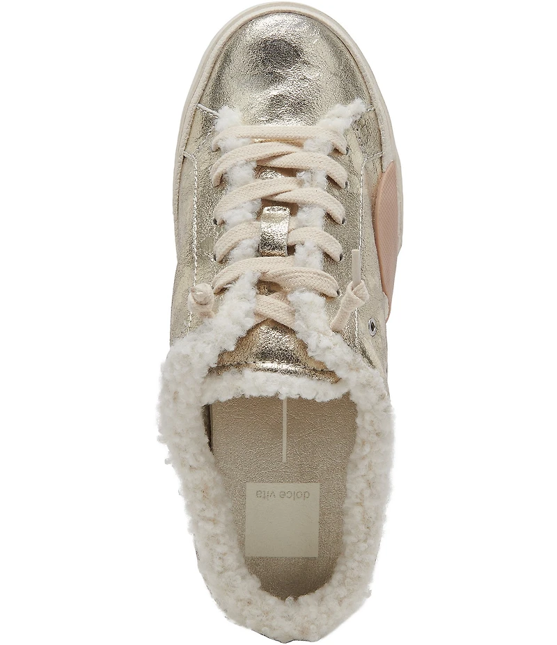 Dolce Vita Zantel Plush Metallic Leather Faux Fur Backless Mule Sneakers