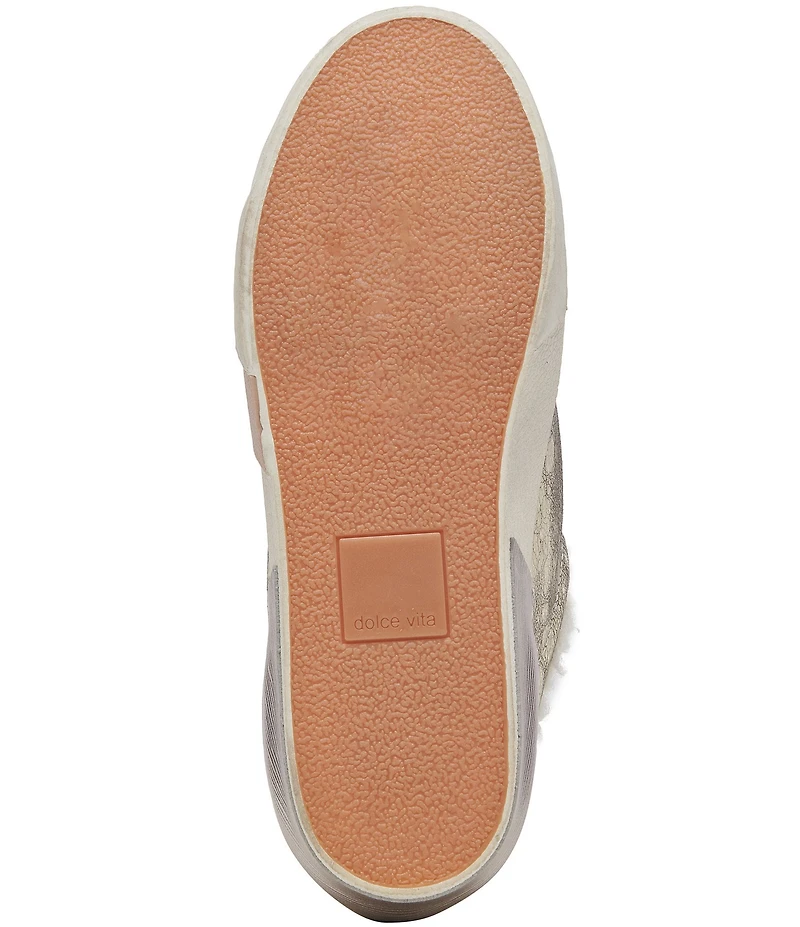 Dolce Vita Zantel Plush Metallic Leather Faux Fur Backless Mule Sneakers