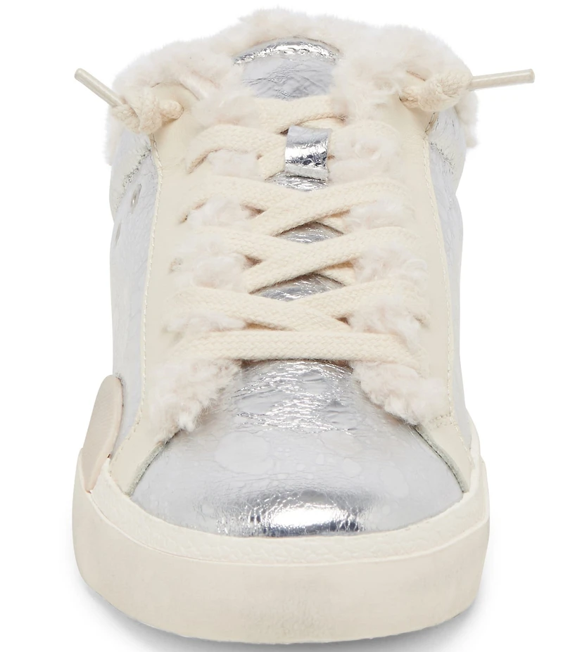 Dolce Vita Zantel Plush Metallic Leather Faux Fur Backless Mule Sneakers