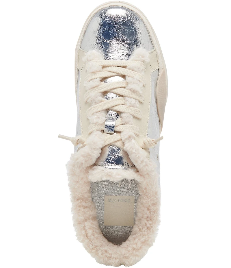 Dolce Vita Zantel Plush Metallic Leather Faux Fur Backless Mule Sneakers