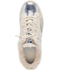 Dolce Vita Zantel Plush Metallic Leather Faux Fur Backless Mule Sneakers
