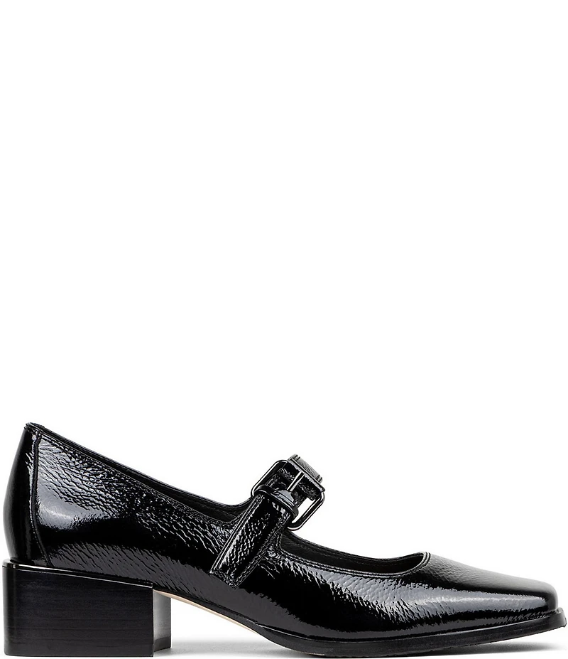 Donald Pliner Amiya Crinkle Patent Leather Mary Jane Stacked Block Heel Pumps