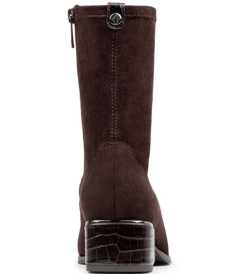 Donald Pliner Ashera Stretch Shaft Croco Embossed Block Heel Booties