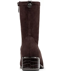 Donald Pliner Ashera Stretch Shaft Croco Embossed Block Heel Booties