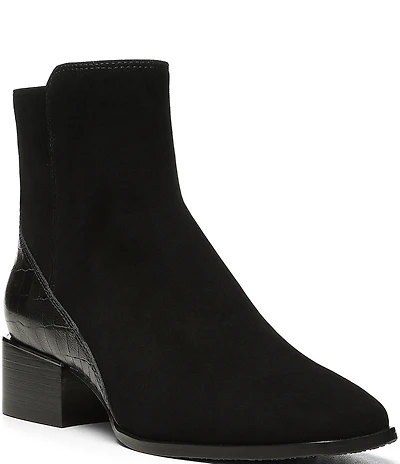 Donald Pliner Azia Suede Square Toe Block Heel Booties