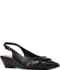 Donald Pliner Barbee Python Print Leather Pointed Toe Slingback Wedge Pumps