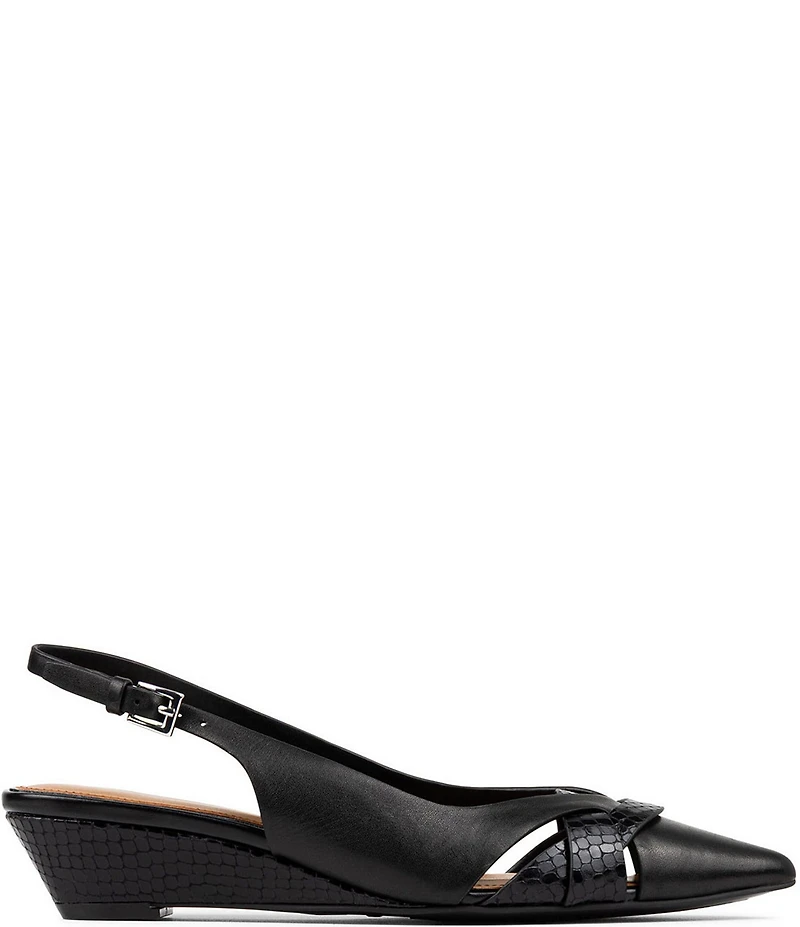 Donald Pliner Barbee Python Print Leather Pointed Toe Slingback Wedge Pumps
