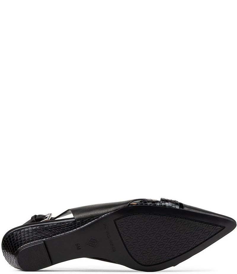 Donald Pliner Barbee Python Print Leather Pointed Toe Slingback Wedge Pumps