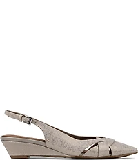 Donald Pliner Barbee Textured Metallic Leather Pointed Toe Slingback Wedge Pumps