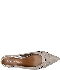 Donald Pliner Barbee Textured Metallic Leather Pointed Toe Slingback Wedge Pumps