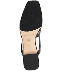 Donald Pliner Brandie Croco Patent Leather Bit Buckle Slingback Block Heel Pumps