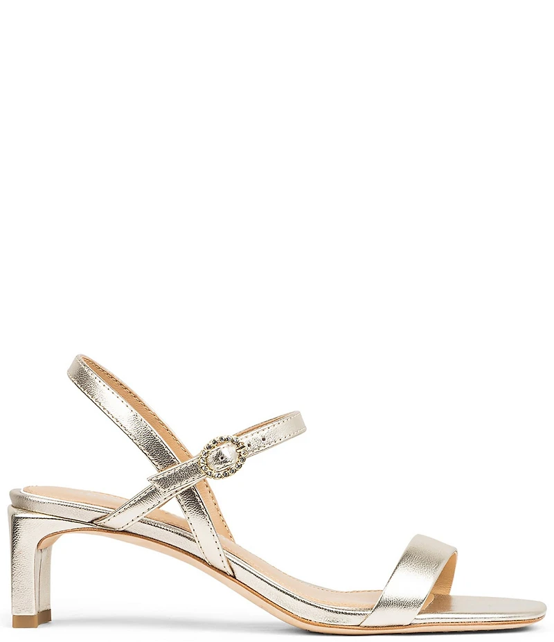 Donald Pliner Brazi Metallic Leather Kitten Heel Dress Sandals