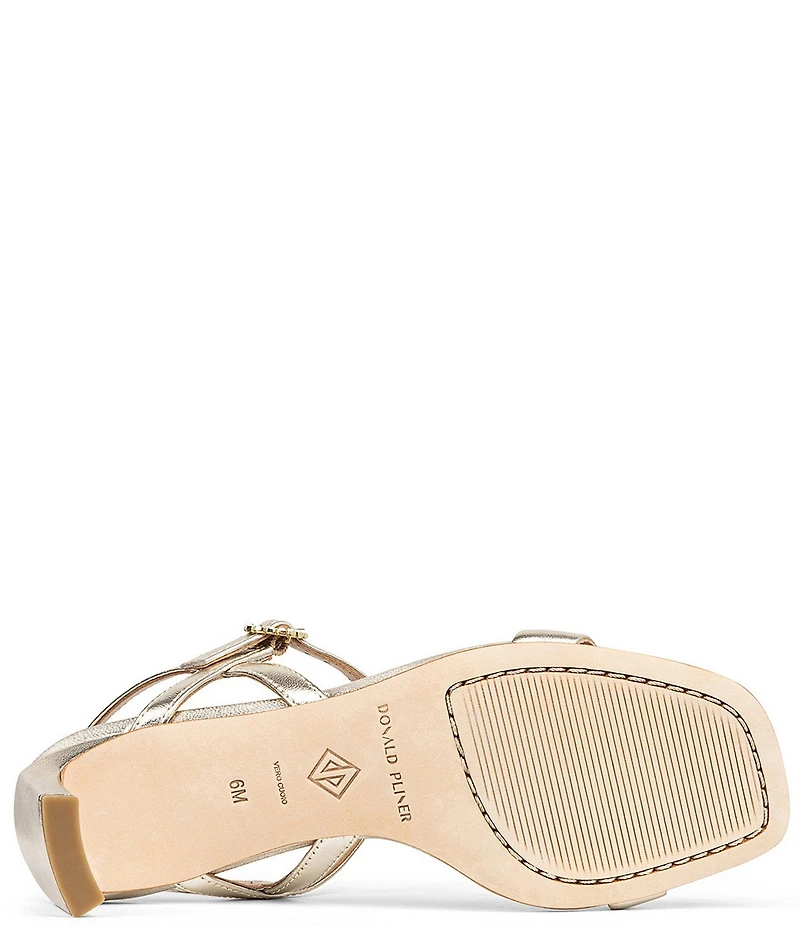 Donald Pliner Brazi Metallic Leather Kitten Heel Dress Sandals