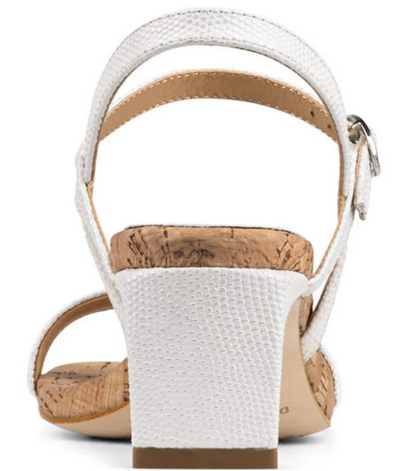 Donald Pliner Brazi Metallic Lizard Print Leather Kitten Heel Dress Sandals