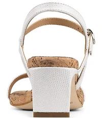 Donald Pliner Brazi Metallic Lizard Print Leather Kitten Heel Dress Sandals