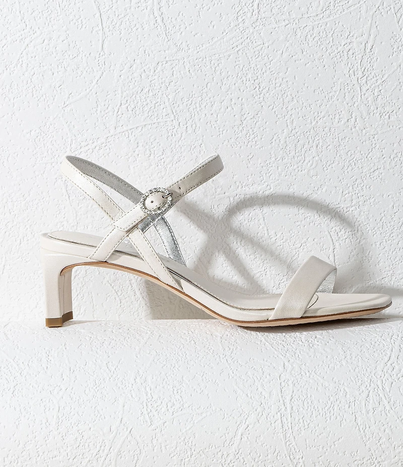 Donald Pliner Brazi Pearlized Leather Kitten Heel Dress Sandals