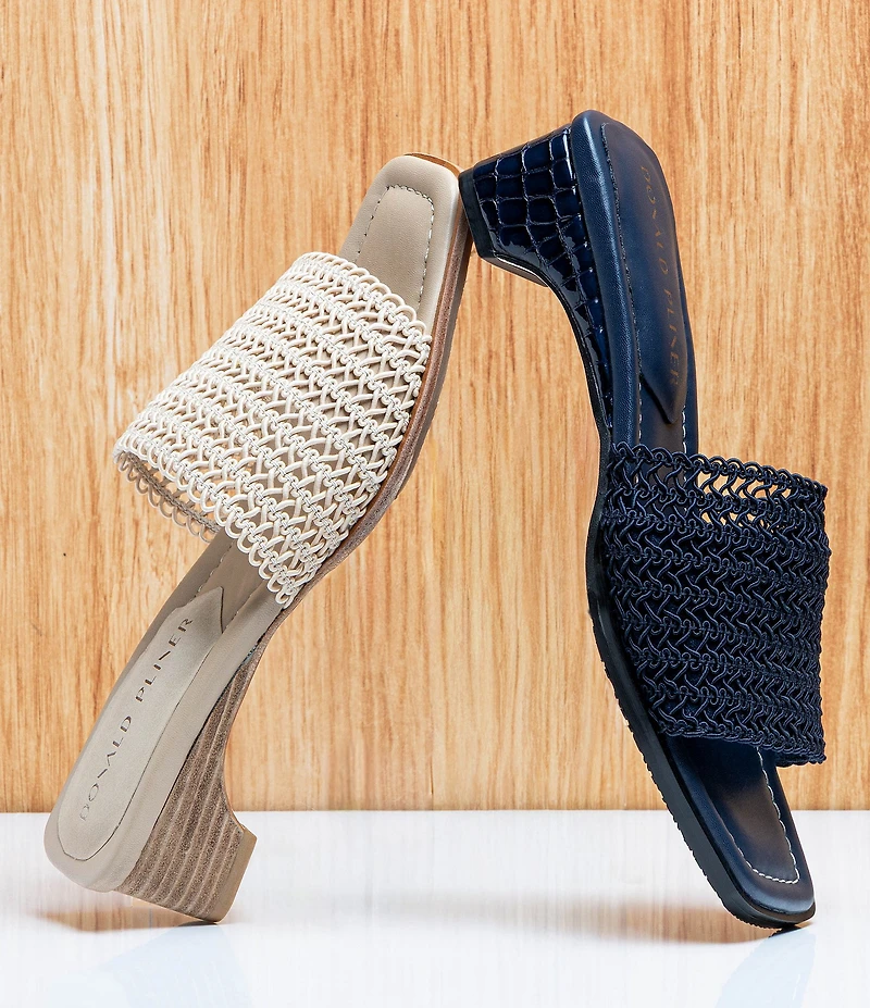 Donald Pliner Clodie Stretch Macrame Croco Heel Slide Sandals