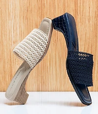 Donald Pliner Clodie Stretch Macrame Croco Heel Slide Sandals