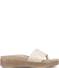 Donald Pliner Fifi Croco Embossed Patent Leather Thong Wedge Sandals