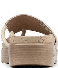 Donald Pliner Fifi Croco Embossed Patent Leather Thong Wedge Sandals