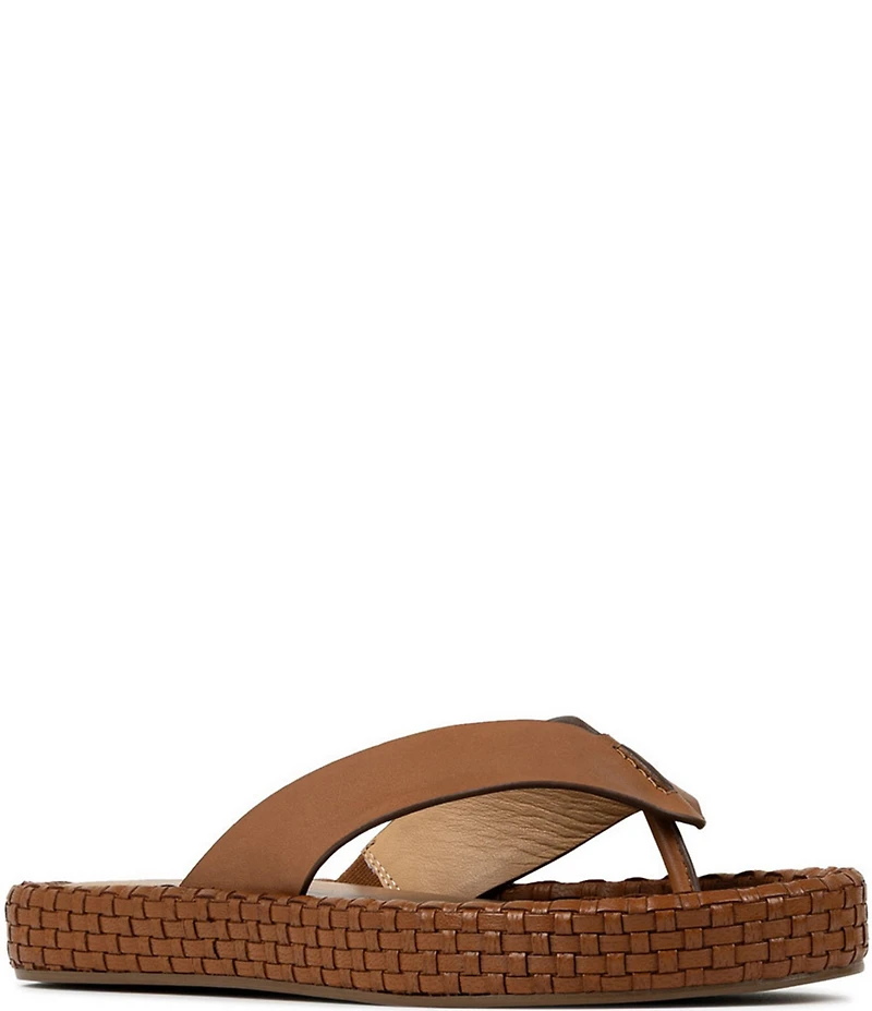 Donald Pliner Dasara Leather Woven Platform Thong Sandals
