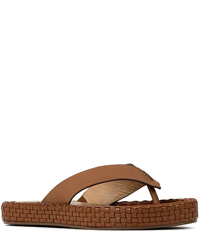 Donald Pliner Dasara Leather Woven Platform Thong Sandals