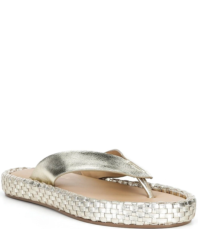 Donald Pliner Dasara Leather Woven Platform Thong Sandals