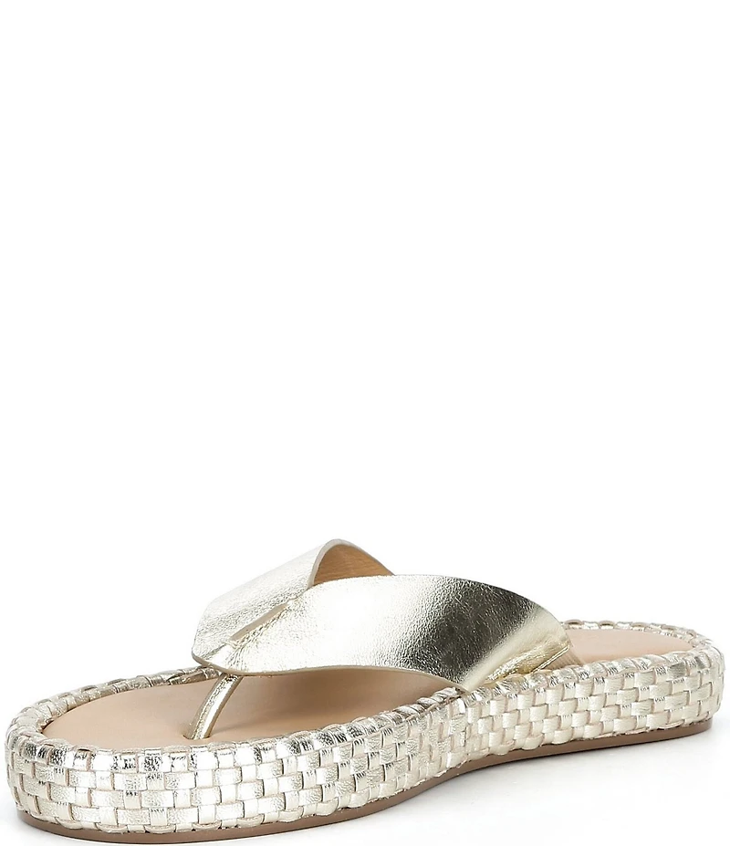 Donald Pliner Dasara Leather Woven Platform Thong Sandals