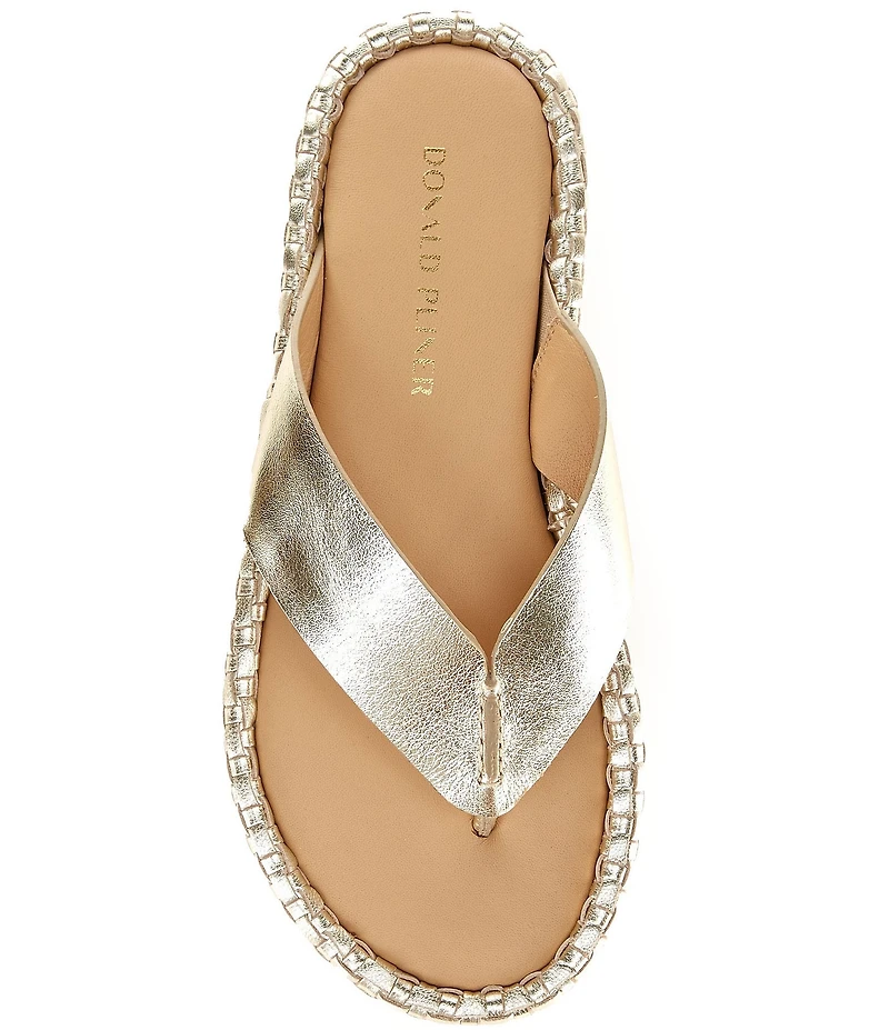 Donald Pliner Dasara Leather Woven Platform Thong Sandals