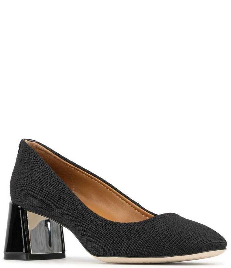 Donald Pliner Delite Crepe Square Toe Block Heel Pumps
