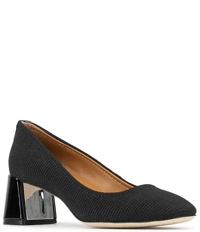 Donald Pliner Delite Crepe Square Toe Block Heel Pumps