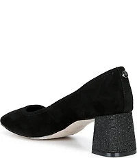 Donald Pliner Delite Suede Square Toe Block Heel Pumps