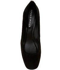 Donald Pliner Delite Suede Square Toe Block Heel Pumps