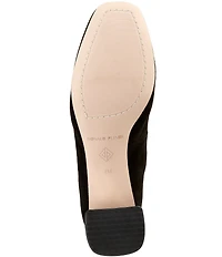 Donald Pliner Delite Suede Square Toe Block Heel Pumps