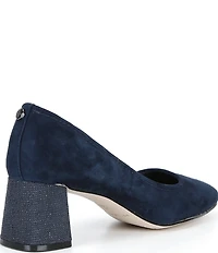 Donald Pliner Delite Suede Square Toe Block Heel Pumps
