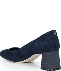 Donald Pliner Delite Suede Square Toe Block Heel Pumps