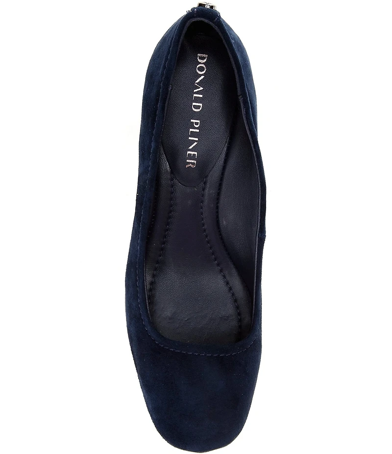 Donald Pliner Delite Suede Square Toe Block Heel Pumps