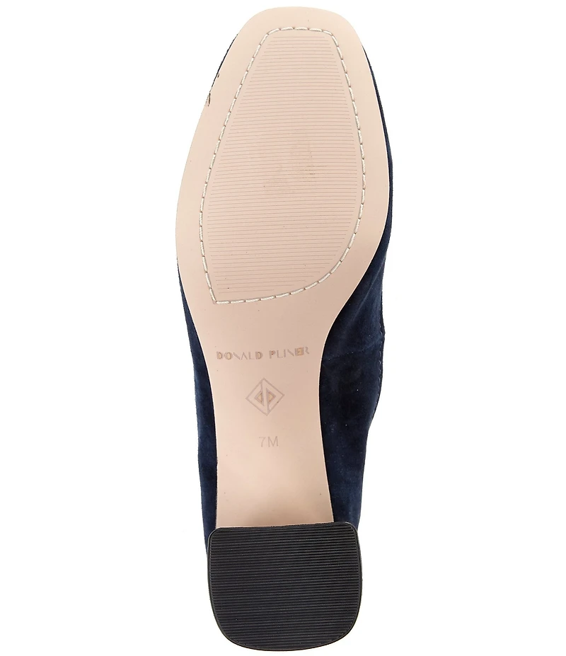 Donald Pliner Delite Suede Square Toe Block Heel Pumps