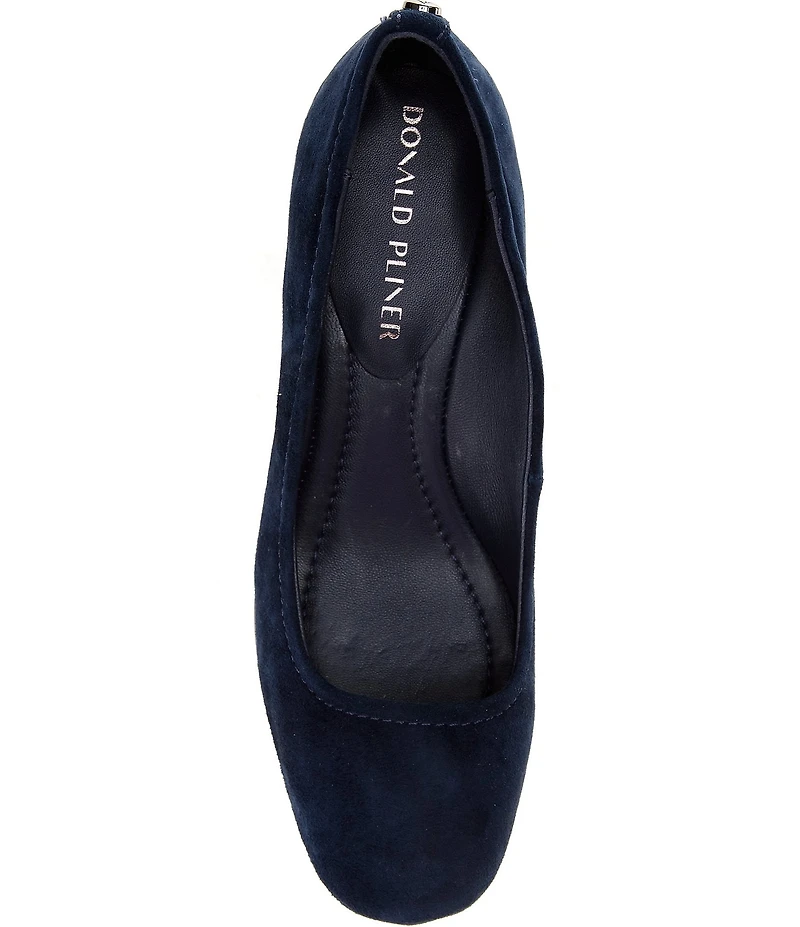 Donald Pliner Delite Suede Square Toe Block Heel Pumps