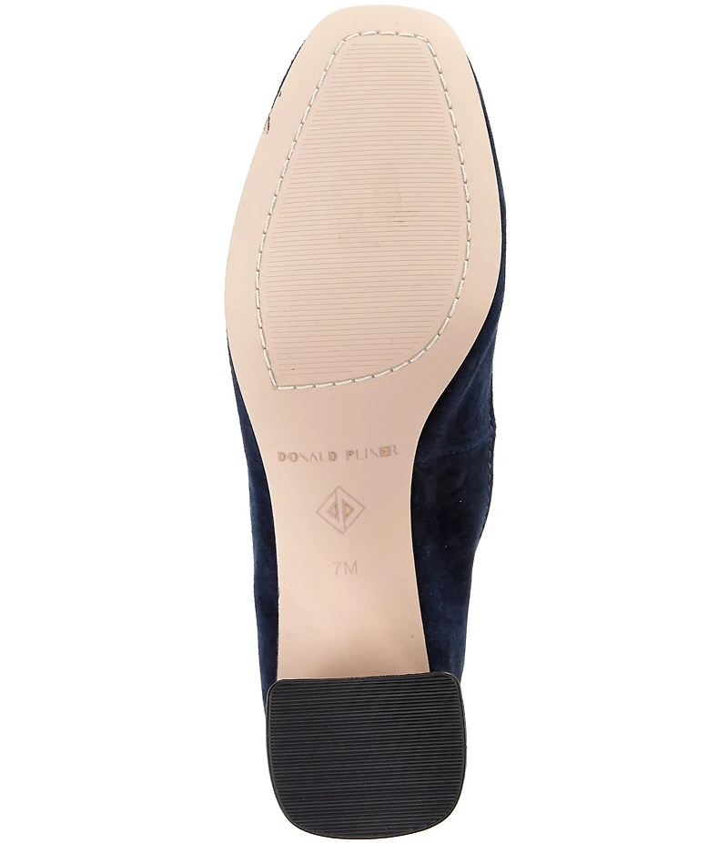 Donald Pliner Delite Suede Square Toe Block Heel Pumps