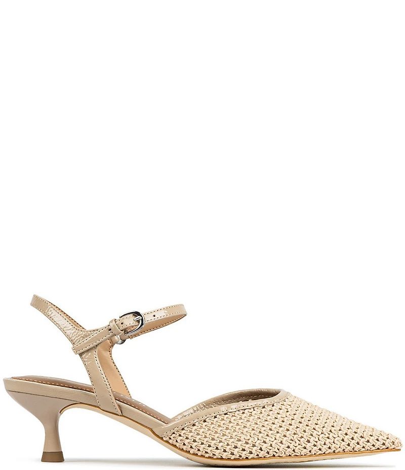 Donald Pliner Demur Macrame Patent Ankle Strap Pointed Toe Dress Pumps