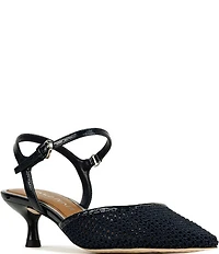 Donald Pliner Demur Macrame Patent Ankle Strap Pointed Toe Dress Pumps