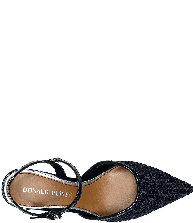 Donald Pliner Demur Macrame Patent Ankle Strap Pointed Toe Dress Pumps