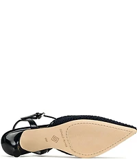 Donald Pliner Demur Macrame Patent Ankle Strap Pointed Toe Dress Pumps