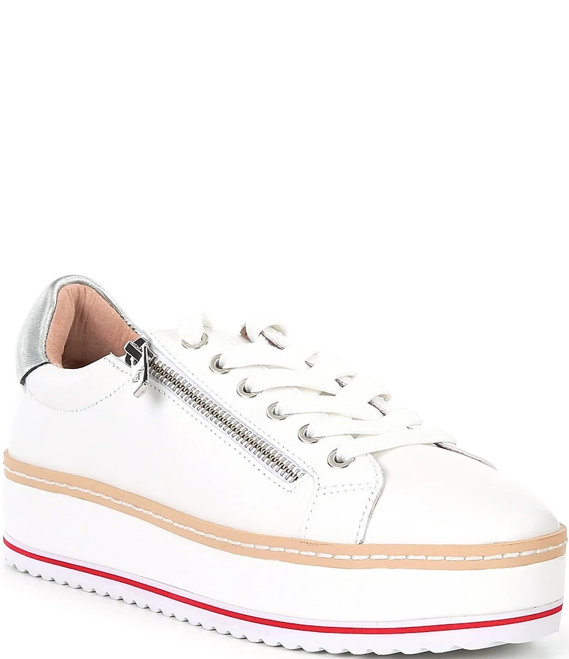 Donald Pliner Dew Leather Side Zip Platform Sneakers